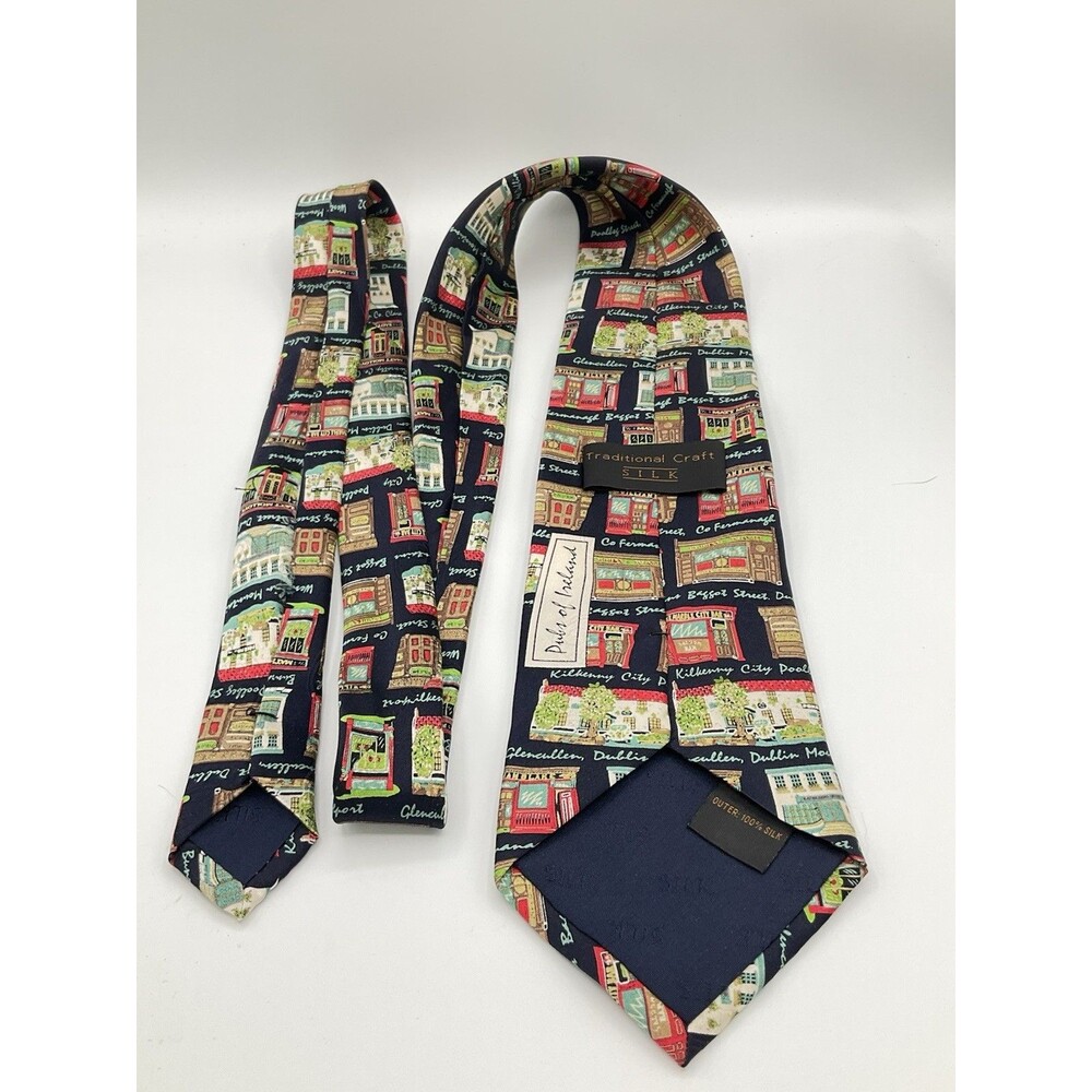 Traditional Craft Pubs of Ireland Silk Tie 59 x 4 Blue Kilkenny Westport Beer - Picture 3 of 6